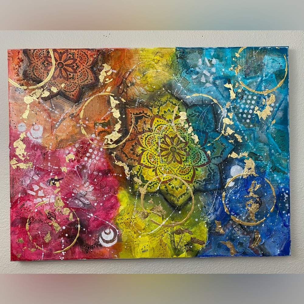 Handmade mixed media acrylic painting